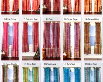 Boho Curtains, Sari Colorful Curtains Light-Filtering 84"/96"/108"L bed Canopy, Backdrop sheers drapes Window Treatment For Living/Bedroom