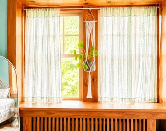 Bell's Room -  a set of two cotton Luxury curtains 54"W x 52"L with tribal detail, Lined .