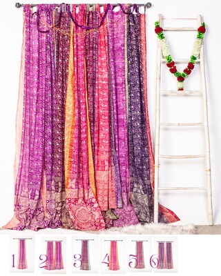 Tenda In Seta Sari Indiana YILLE – Bohémien Leggera Per Finestra, Turchese, 210x105 Cm