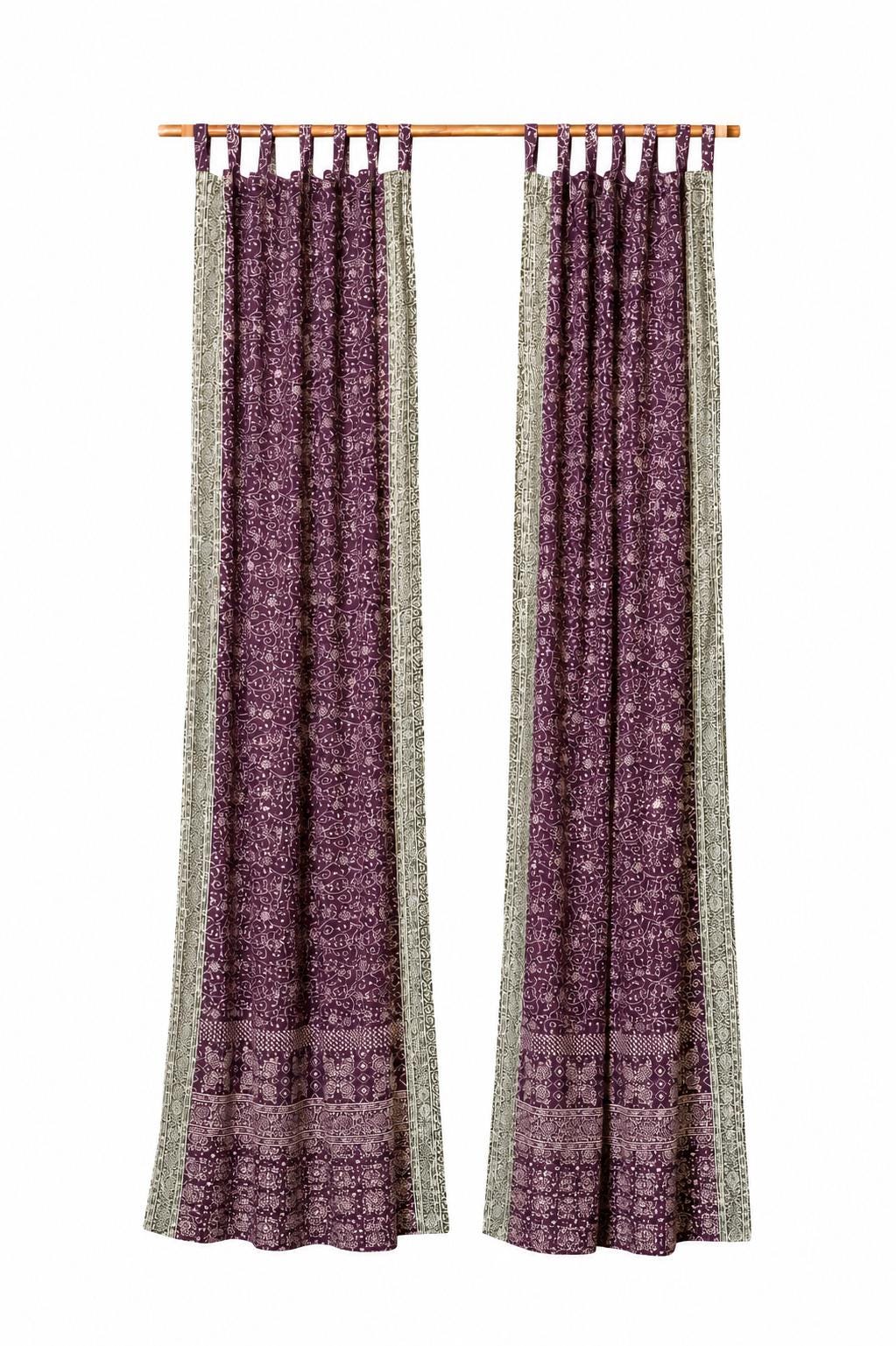 New Plum/sage Sari Curtains 84