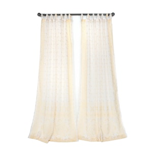 Light-Filtering Sari Curtains 84"L Boho Curtains backdrop Bed Canopy, vanilla Offwhite Window treatment Living/Bedroom Customizable