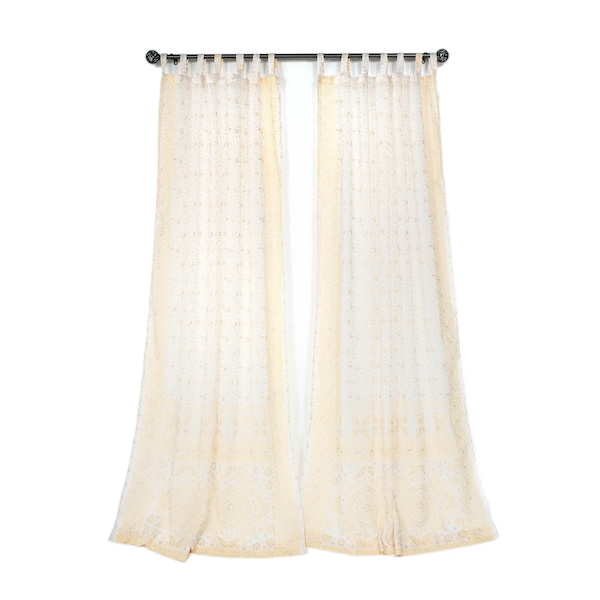 Light-Filtering Sari Curtains 84"/96"/108"L Boho Curtains backdrop Bed Canopy, vanilla Offwhite Window treatment Living/Bedroom Customizable