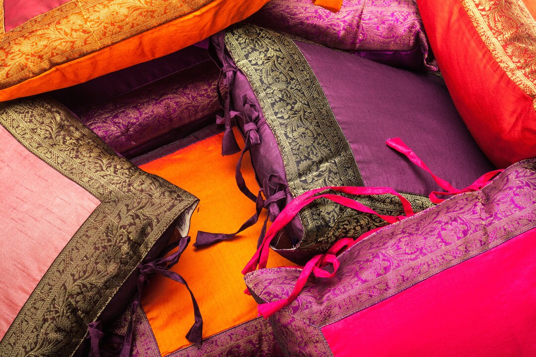 Two Tone Pillow Case, New Collection Silk Pillows Compliment Our Sari