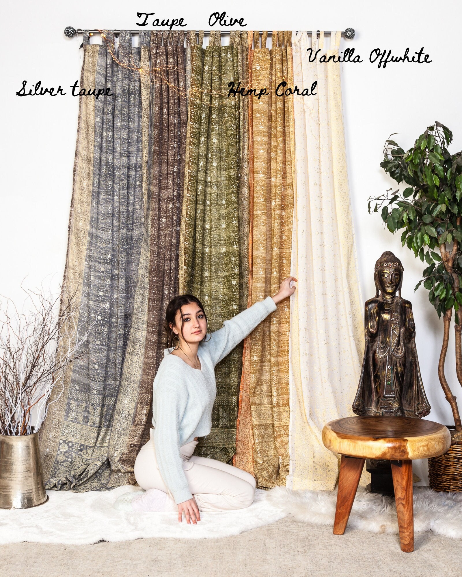 Sari Curtains 84 96l Boho Curtains BOHOME Collection Light filtering Drape Panels Bed Canopy Backdrop Window Treatment for Living bedroom Etsy