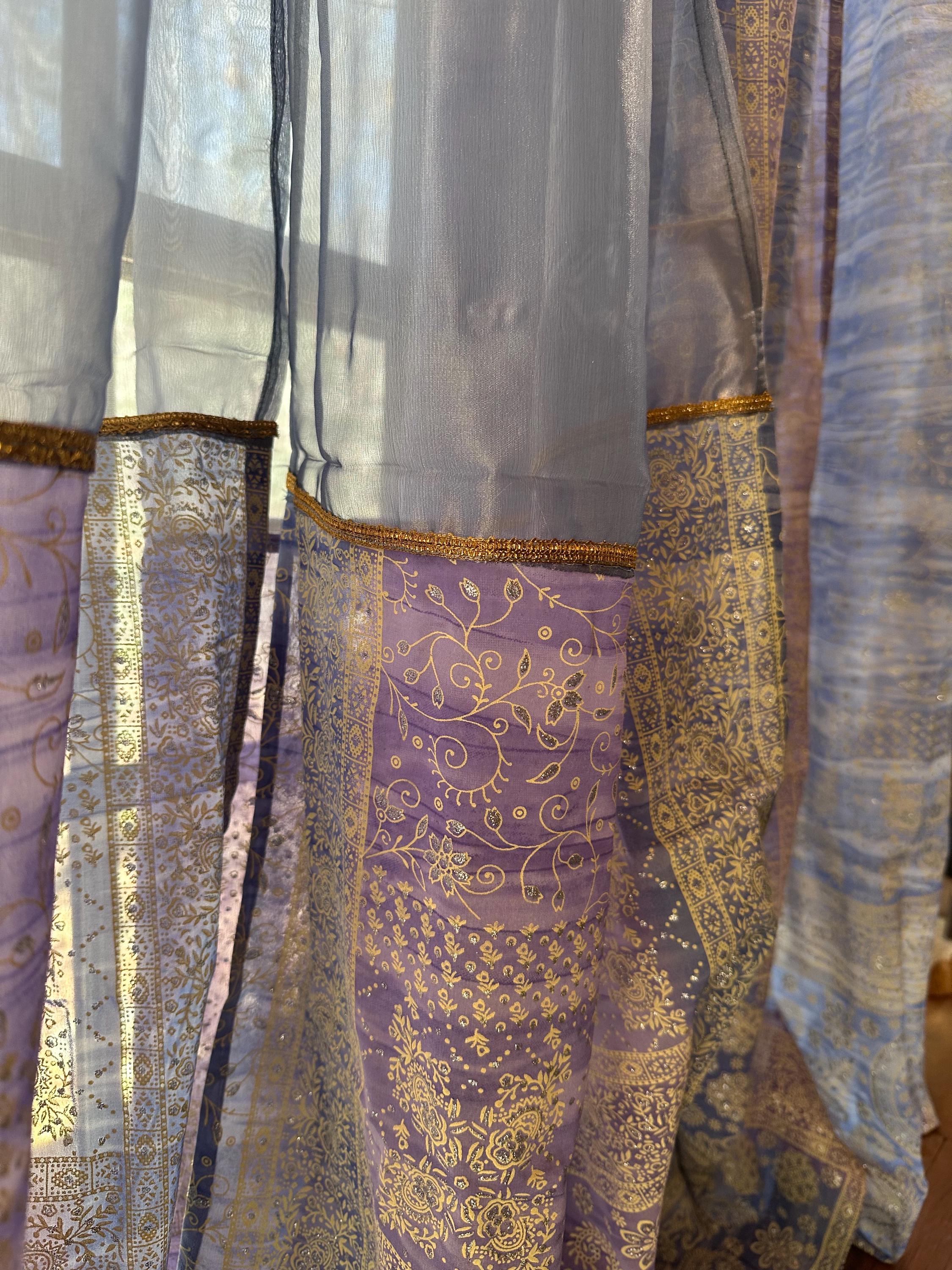 Boho Sari Curtain Custom Set 4 Panels 84"l , Unique Mix Sheer Organza ...