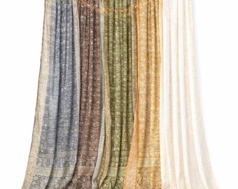 Block Print Sari Curtains, Light filtering , Boho Window Treatment, 84/96"L