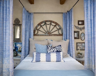 Bed Canopy Curtains - Boho Sari Canopy Panels - Sheer Four Poster Bed Drapes - Bedroom Curtains - A set of Periwinkle / lavender sheers