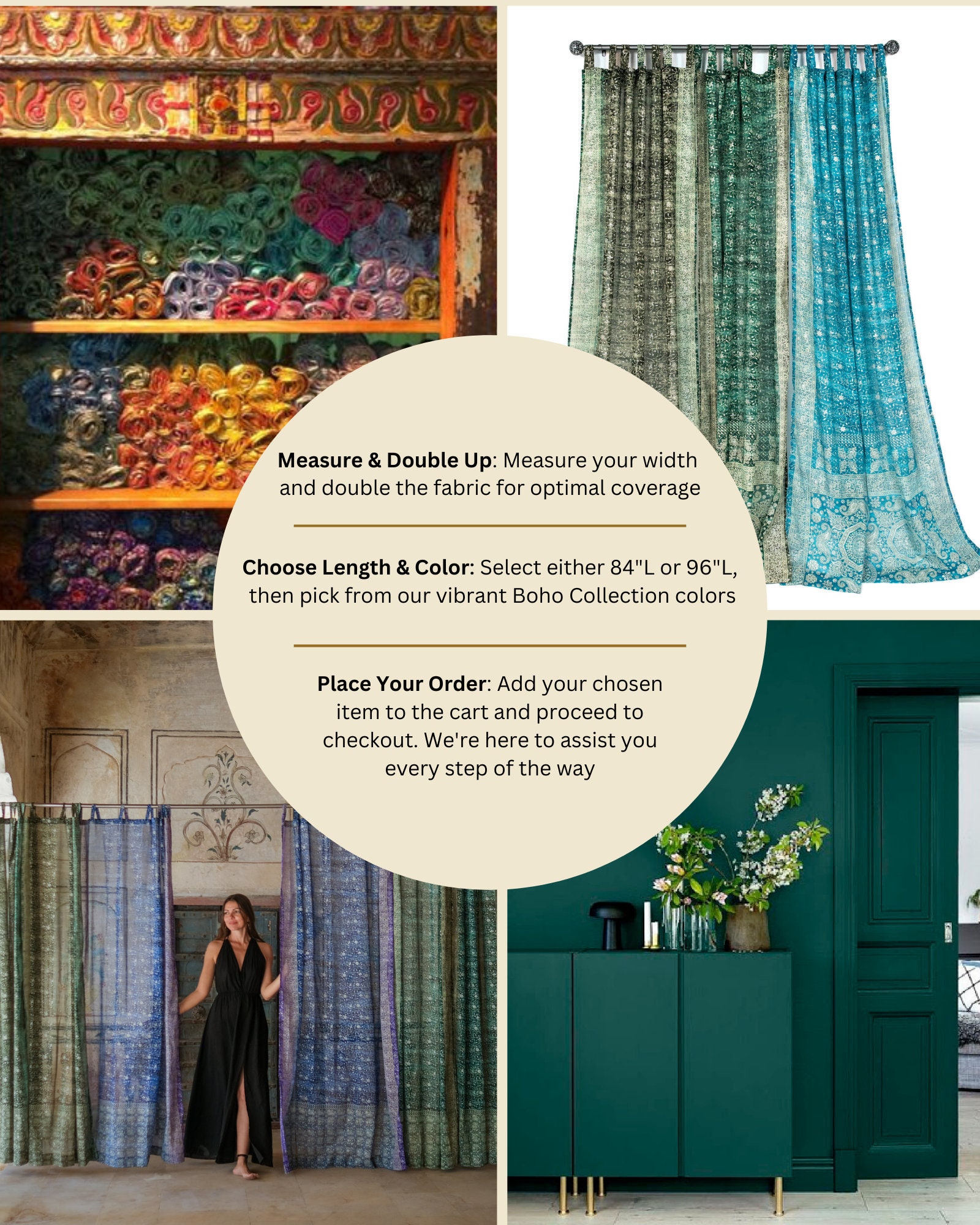 LINED PANELS Sari Curtains 84"/96"l Boho Curtains, Light-filtering ...