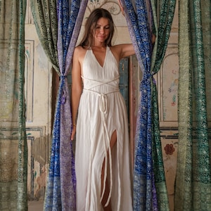 Boho Gardiner Sari Gardiner Ljusfiltrerande 84"/96"L BoHoEARTH Furu Lila paneler Kombination Bakgrund, draperier, Sänghimmel För Vardagsrum Sovrum
