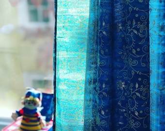 Light-Filtering Sari Curtains 84"/96"L Boho Curtains, Bed Canopy, Tapestry, Window Treatment For Living/Bedroom