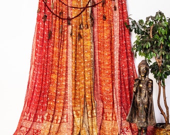 sari Curtains, Light-filtering Boho style Sunrise Collection Bohemian Curtains Earth Tones Saffron Marigold for Bedroom Living Dining room