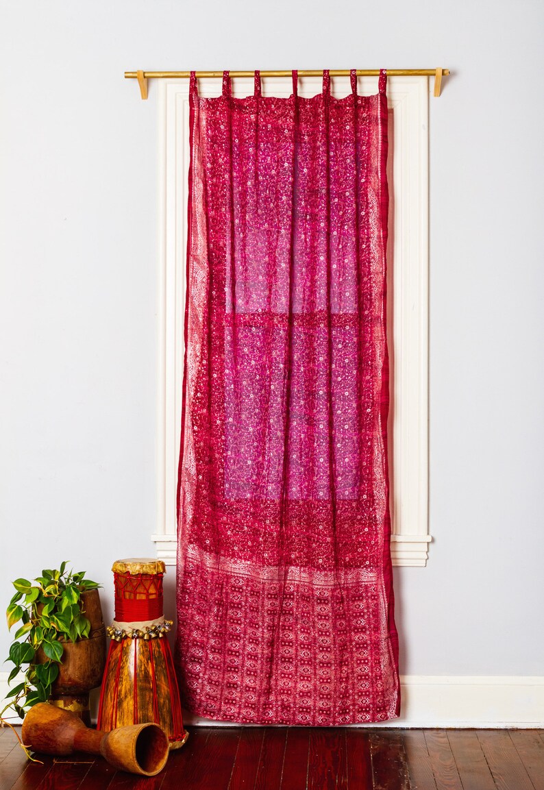 Magenta Dark Pink Raspberry Sari Curtain Boho Window Treatment Etsy