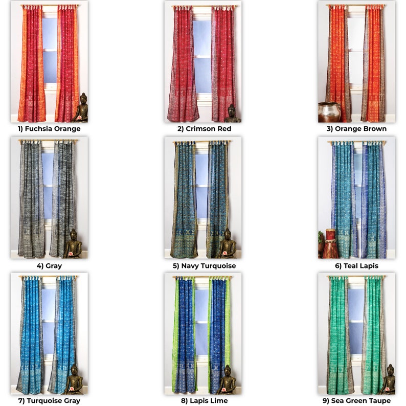 Lightfiltering Sari Colorful Curtains 108l Boho Etsy