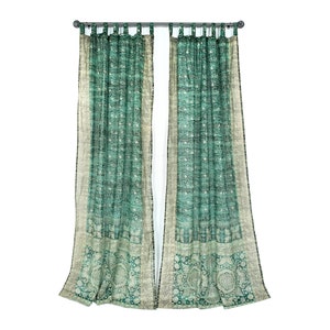 Sari-gardiner 227 cm/253 cm långa Boho-gardiner BoHoEARTH-kollektionen Ljusfiltrerande - Tallmossgrön - Sängbaldakin, Fönsterbehandling för vardagsrum/sovrum