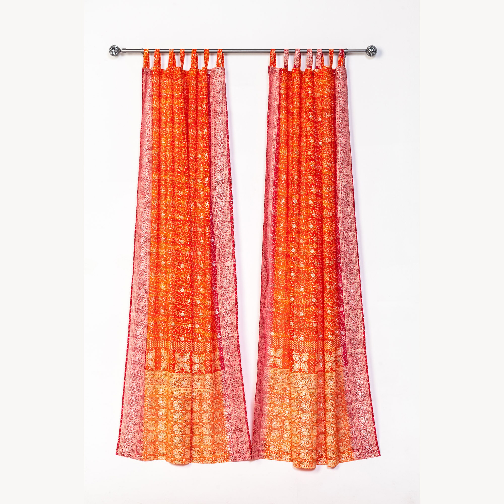 Boho Curtains Light-Filtering Sari Curtains 84"/96"/108"L, sheers drapes, Bed Canopy, Window Treatment For Living/Bedroom Customizable