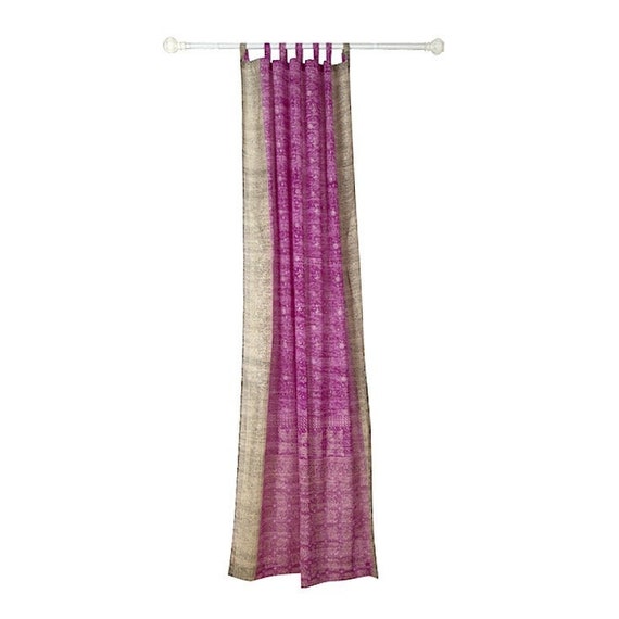 Purple Curtain Lilac Taupe Colorful Window Treatment Indian Sari Boho Curtain For Bedroom Living Dining Room Backdrop Bed Canopy Gift Bag