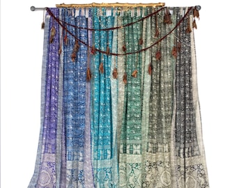 Sari Curtains 84"/96"L Boho Curtains BoHoEARTH Collection Light-Filtering, backdrop, Bed Canopy Tapestry Window Treatment For Living/Bedroom