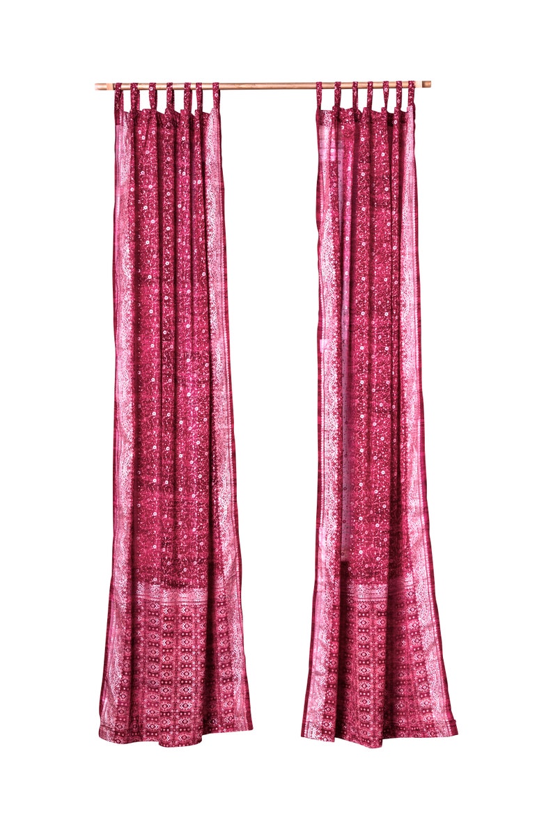Magenta Dark Pink Raspberry Sari Curtain Boho Window Treatment Etsy