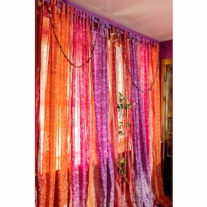 Sari Curtains 84&quot;/96&quot;L Boho Curtains, Bedroom Collection Light-Filtering Sheers, drapes, Bed Canopy, Backdrop, Bright Juicy Window Treatment
