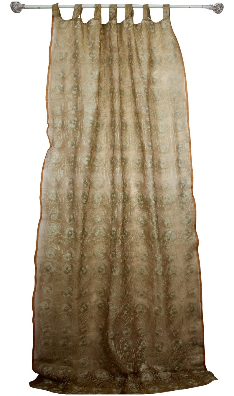 Embroidered Sheer Curtain Gold Curtain Window Curtain Etsy
