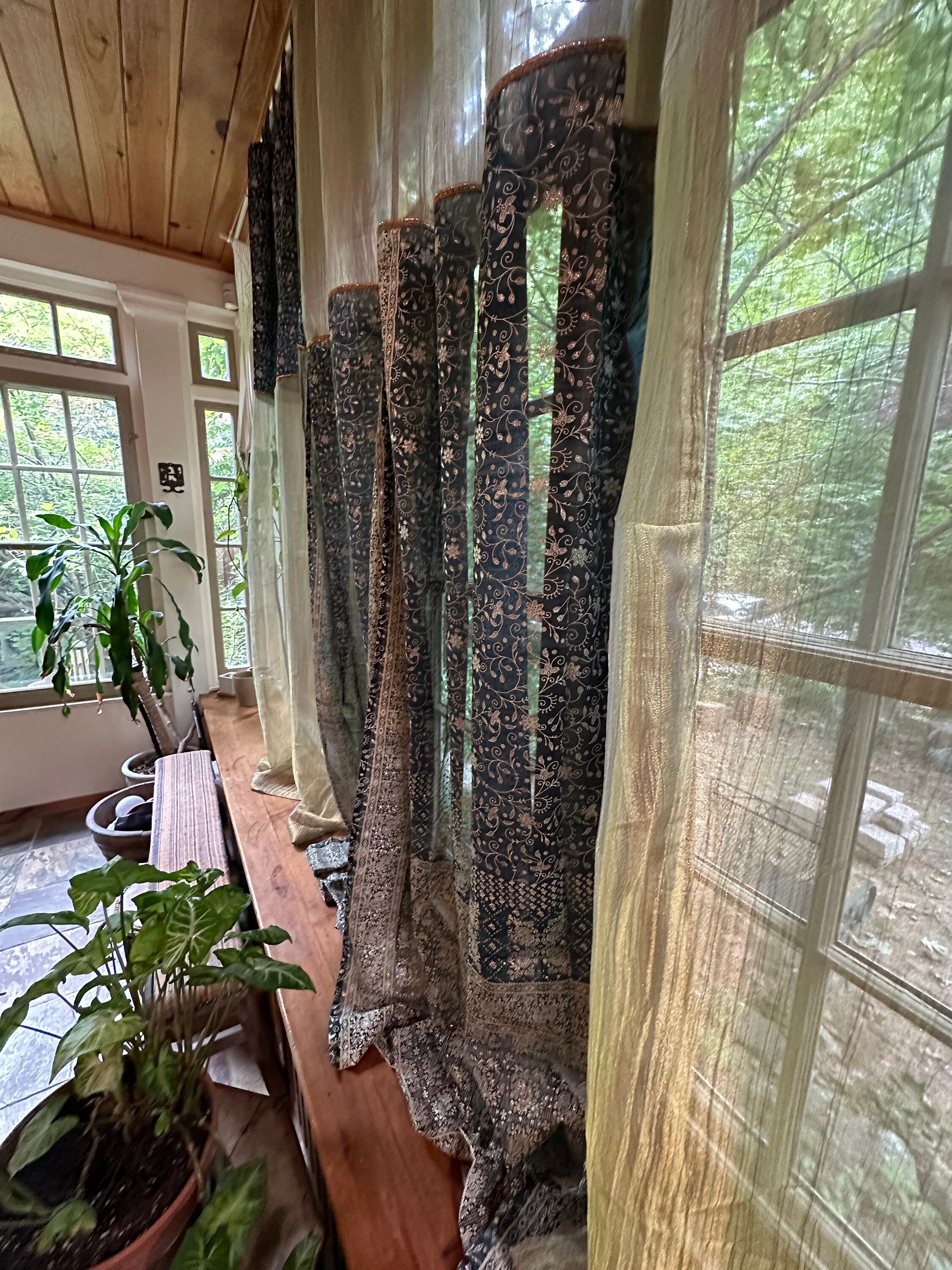Boho Sari Curtain Custom Set 4 Panels 84"l , Unique Mix Sheer Organza ...