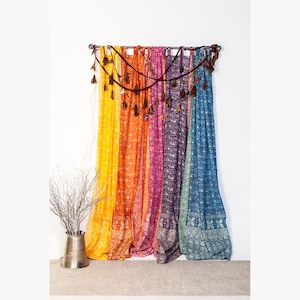Sari Curtains 84&quot;/96&quot;L Light-Filtering Drapes Boho Curtains BRILLIANT Collection backdrop Bed Canopy, Colorful panels For Living/Bedroom