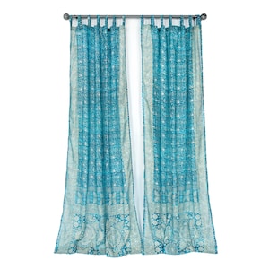 Light-Filtering Sari Curtains 84&quot;/96&quot;L Boho Curtains Boho Bed Canopy, backdrop sheer drapes Window Treatment For Living/Bedroom Customizable