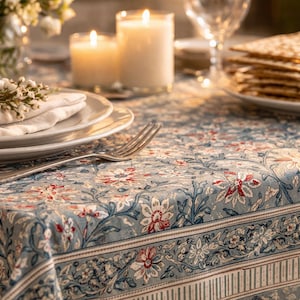 Bomullsduk - Boho Blockprint - Handgjord bomullsduk - L 118"