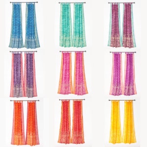 Boho Curtains Sari Curtains Light-Filtering 84&quot;/96&quot;L, Bed Canopy, Backdrop Bright colors Window Treatment For Living/Bedroom Customizable