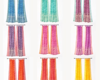 Boho Curtains Sari Curtains Light-Filtering 84"/96"L, Bed Canopy, Backdrop Bright colors Window Treatment For Living/Bedroom Customizable