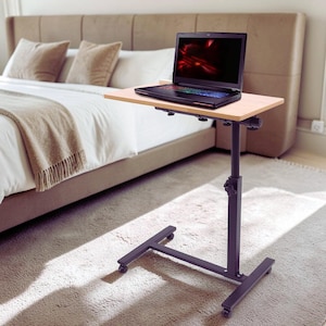 Adjustable Laptop Desk Rolling Stand Mobile Computer Table Height Adjustable Workstation Home Office Bedside Study Tray Portable Desk