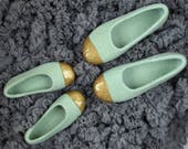 Mother and daughter felted slippers set in sage green and gold - Hand dyed organic wool slippers - Mommy and daughter matching outfits