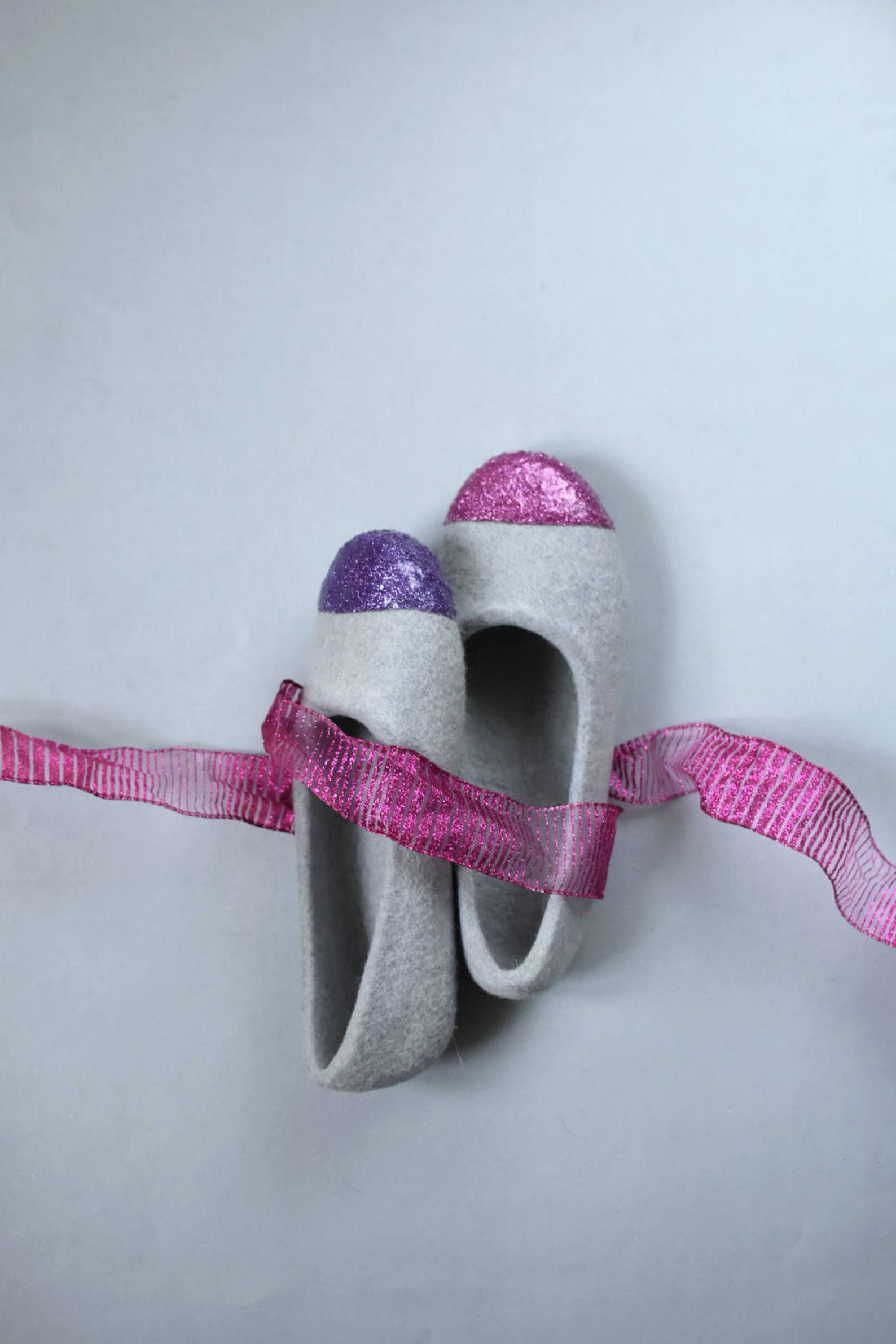 women felted ballet flats - glitter slippers - women felt slippers - grey slippers for her - wool slippers - fuchsia glitter - p women felted ballet flats - glitter slippers - women felt slippers - grey slippers for her - wool slippers - fuchsia glitter - p