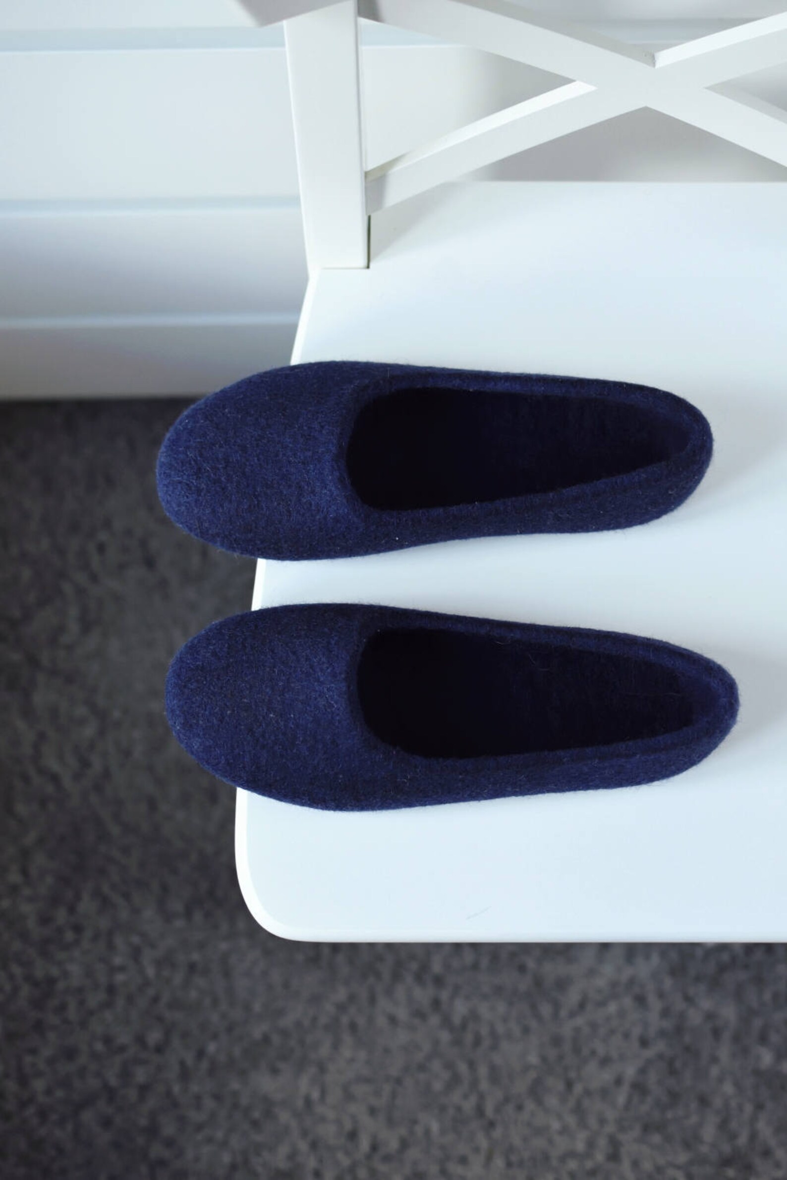 navy felt slippers for women - hand dyed wool slippers - felted ballet flats - indoor footwear women - minimalist mother's d