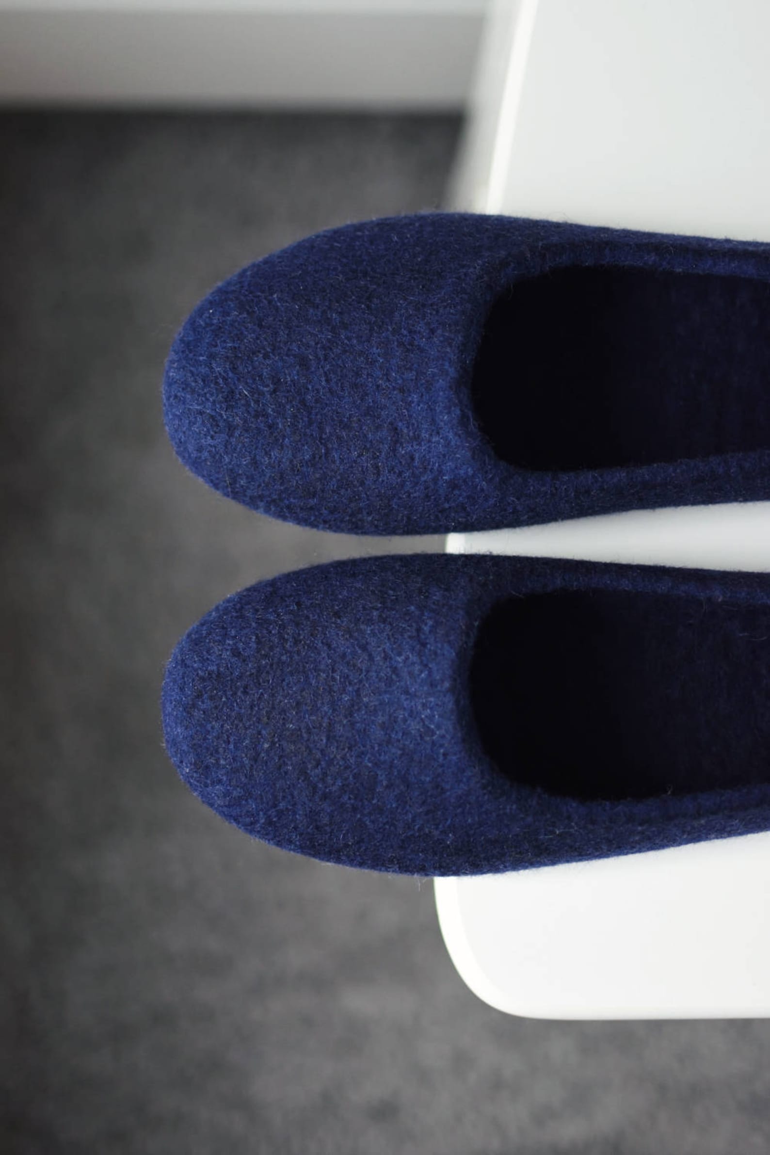 navy felt slippers for women - hand dyed wool slippers - felted ballet flats - indoor footwear women - minimalist mother's d