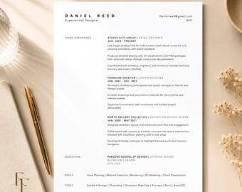 Pacchetto di modelli di curriculum minimalista per Canva / Lettera di presentazione, pagina di referenze (download digitale)