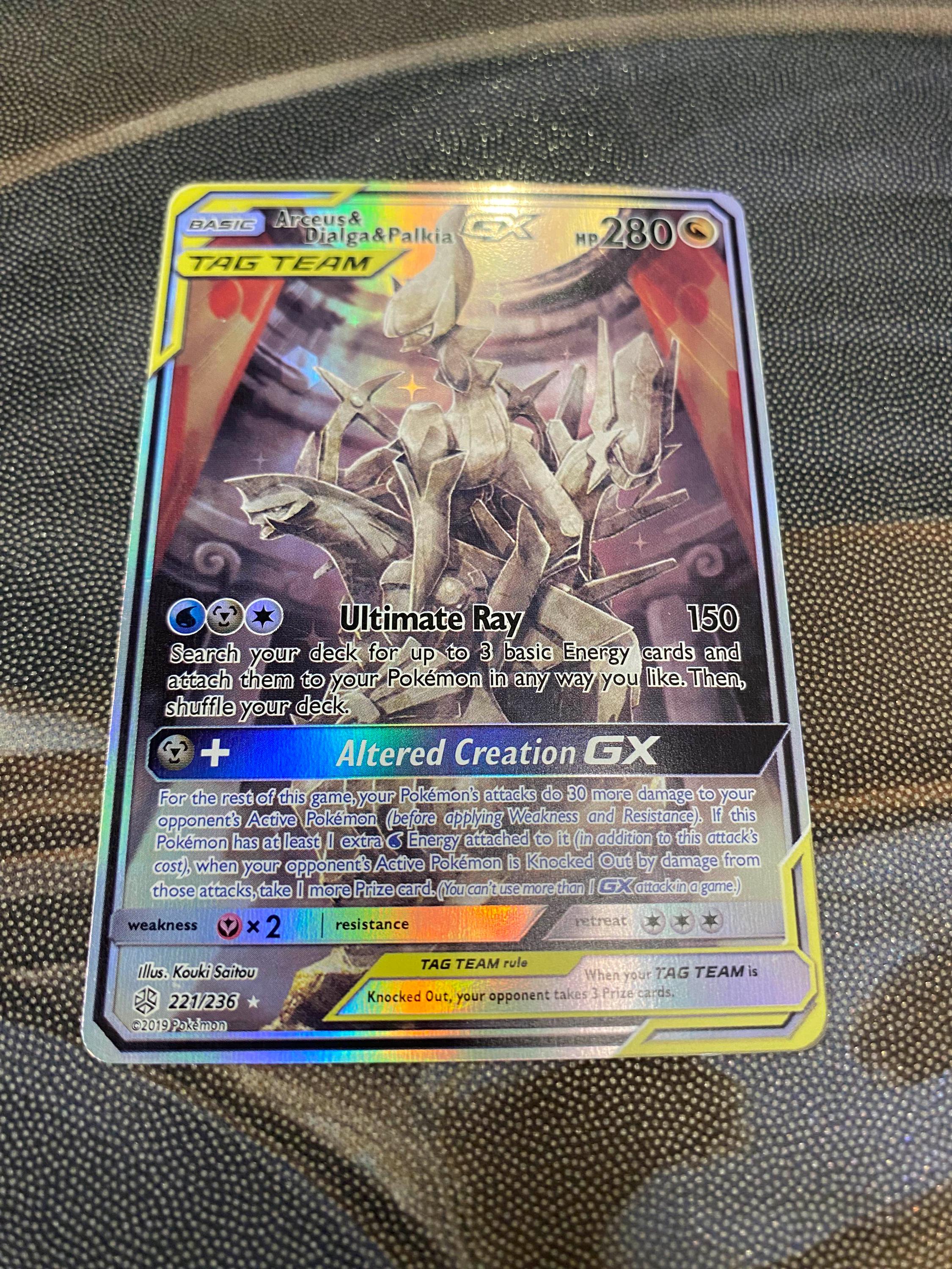 Arceus Dialga & Palkia GX (alternate Full Art) SM Cosmic Eclipse