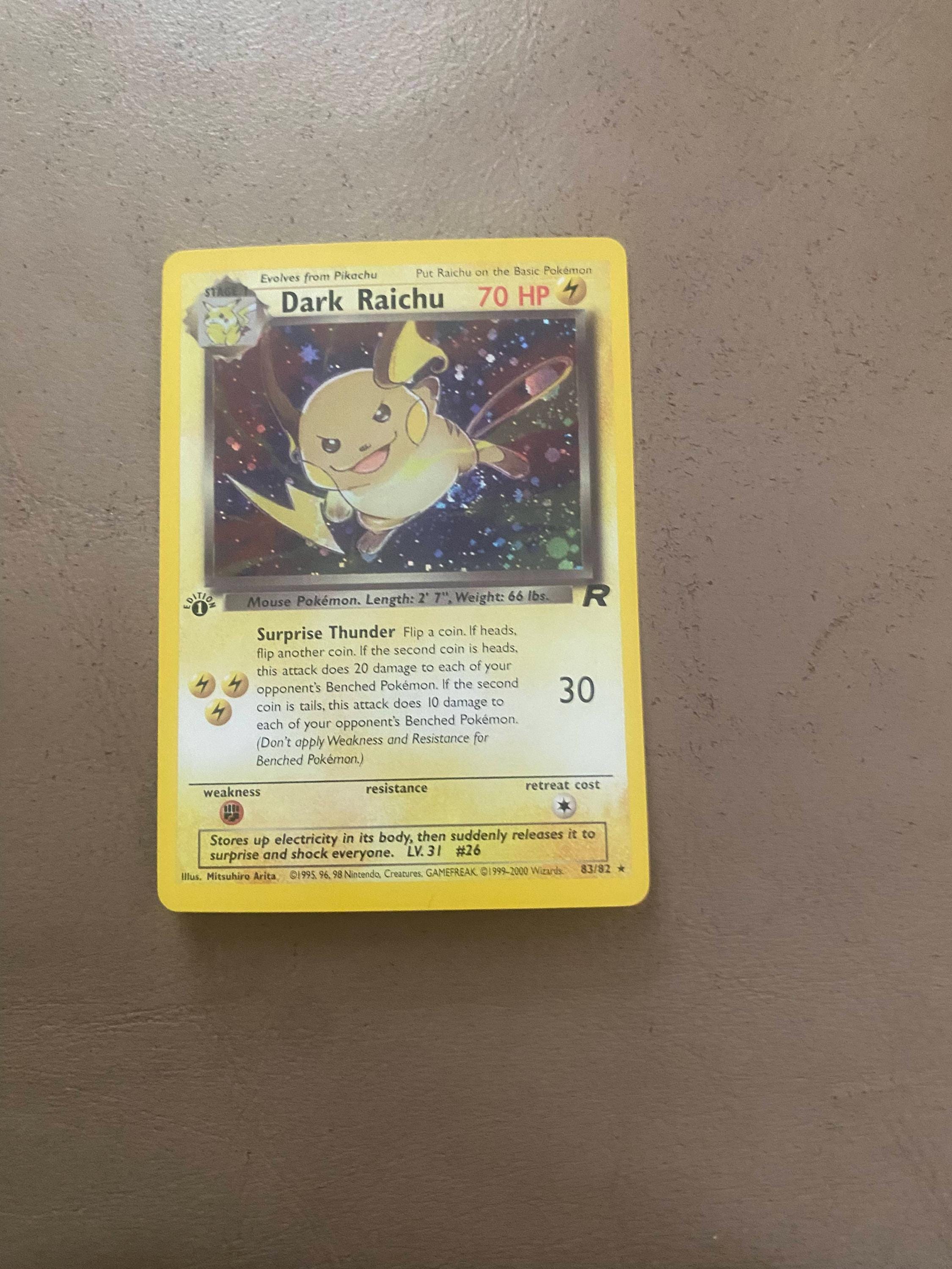 dark raichu pokemon card Dark Raichu Team Rocket Heroes Holographic Pokemon Proxy Replica Card