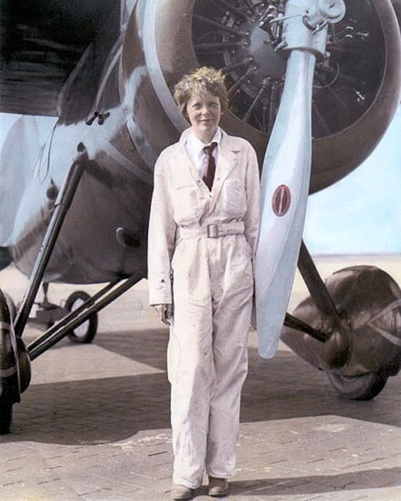 Colorized Photo: Amelia Earhart Pilot Aviation Pioneer Author | Etsy Norway