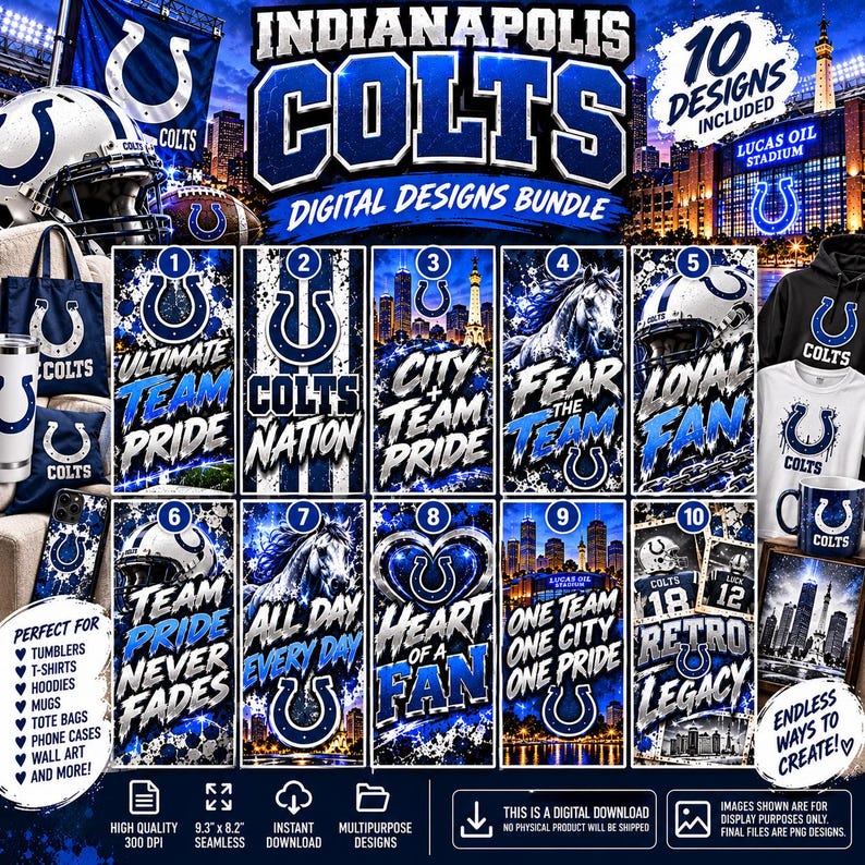 Indianapolis Colts Digital Design Bundle | 10 Football Fan Graphics ...