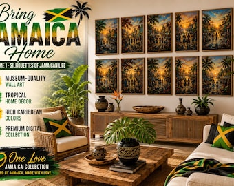 Colección One Love Jamaica Volumen 1 / Siluetas de la vida jamaicana / 10 láminas decorativas para pared / Descarga digital