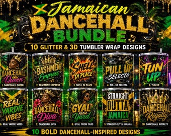 Maqueta de paquete de dancehall jamaicano / Foto de anuncio de envoltura de vaso / Perfecto para regalos para fanáticos de la música del Orgullo Jamaicano y amantes de los festivales