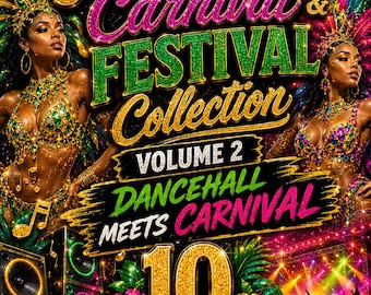 Paquete PNG del Festival de Carnaval de Jamaica Vol. 2 / 10 Diseños de Dancehall y Soca / PNG de Fiesta Caribeña