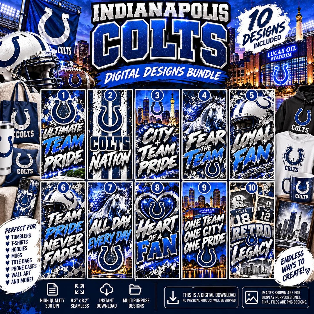 Indianapolis Colts Digital Design Bundle | 10 Football Fan Graphics ...