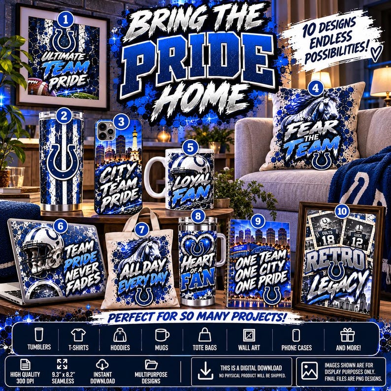 Indianapolis Colts Digital Design Bundle | 10 Football Fan Graphics ...