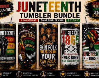 Paquete de envoltorios para vasos Juneteenth / 5 diseños de vasos delgados con temática de la cultura afroamericana (descarga digital)