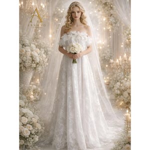 dropped waist dress wedding Ellie Wilde EW36105 Size 12 White Formal Dress Corset Wedding main image 0