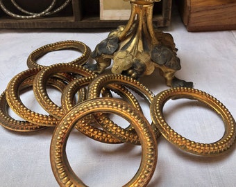 Set of 8 antique French fine brass curtain rings beautiful old gold colour French home decor beautiful window treatment