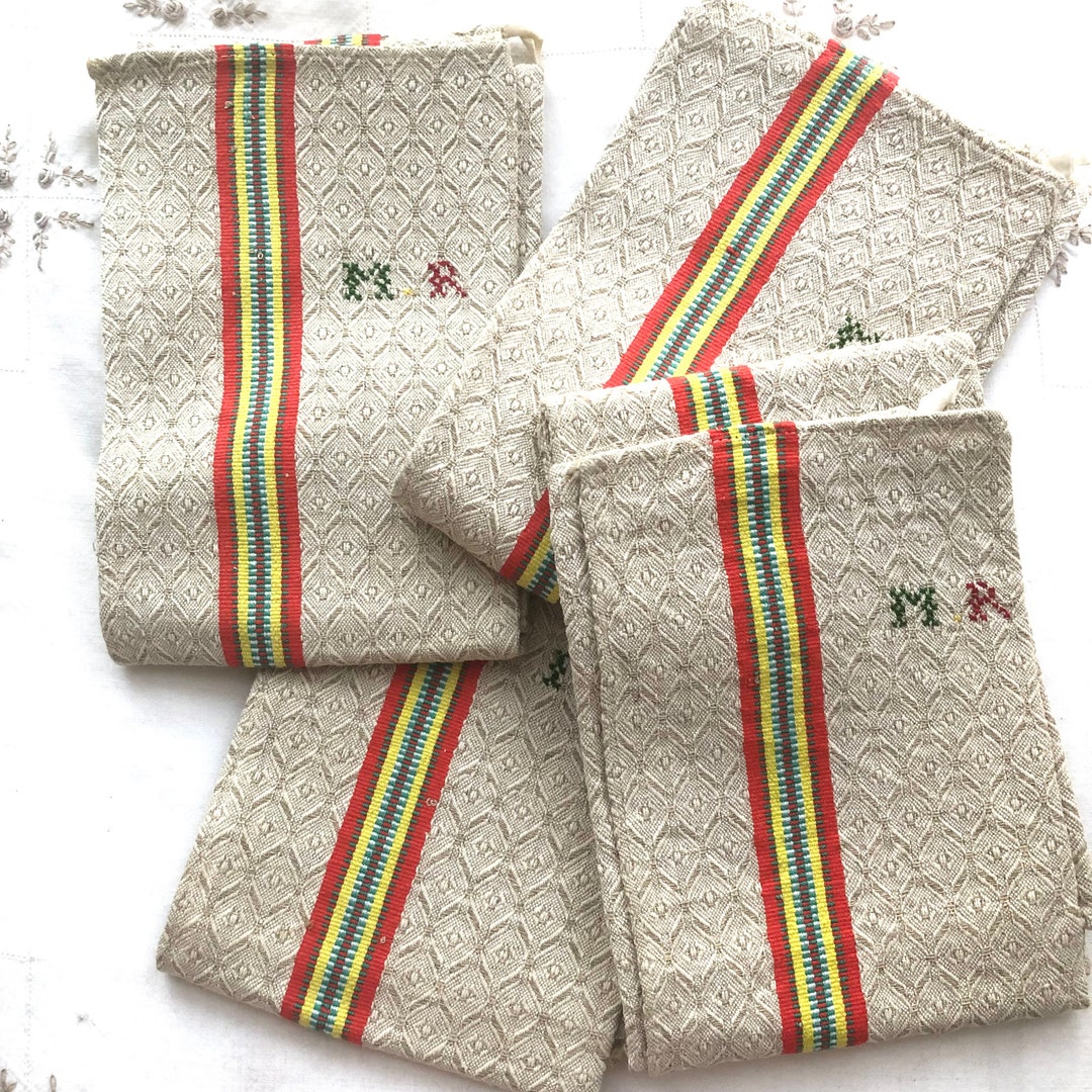PAIR Vintage French Kitchen Towels Vintage French Towels Etsy