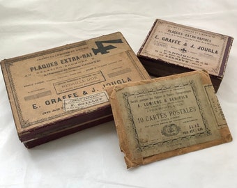 Antique French photography boxes, photographic plate boxes, antique boxes, antique envelope, gift for photographer